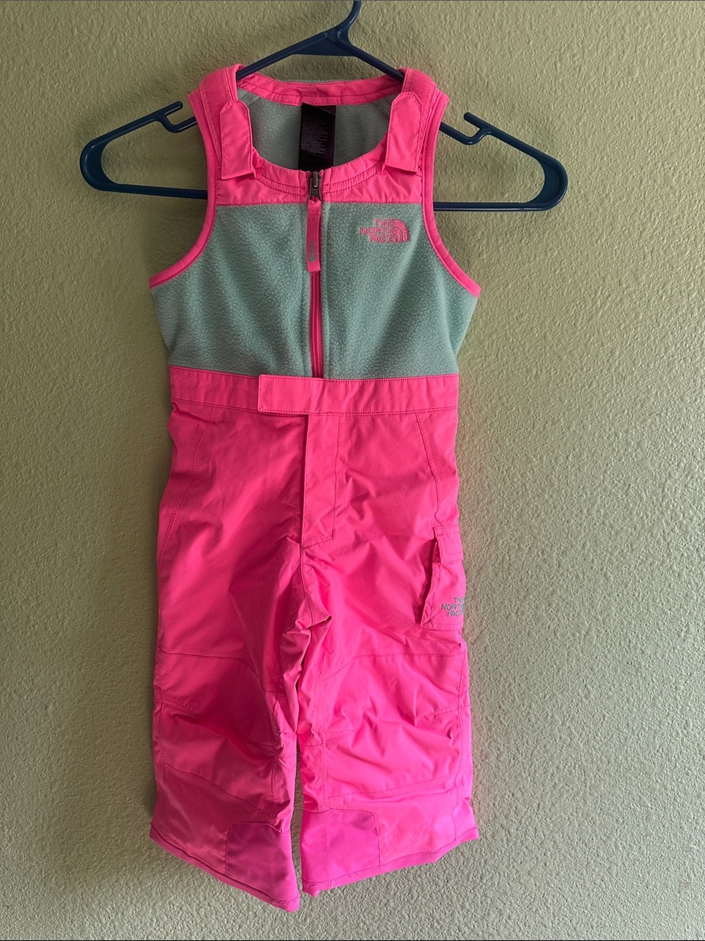 The North Face Kids Bright Pink & Mint Green Snow Overalls